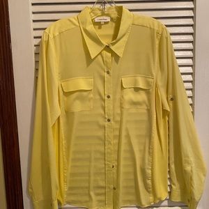 Calvin Klein Utility Blouse With Roll Tab Sleeves